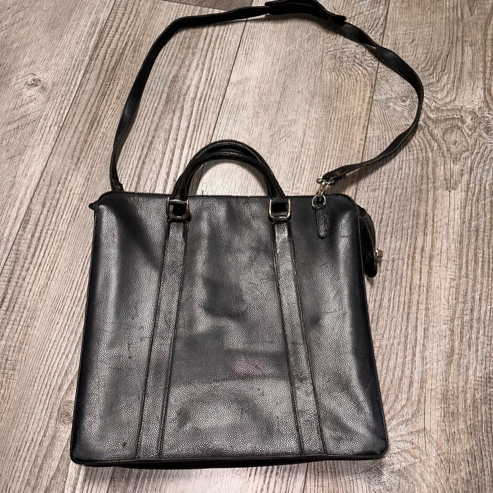 Vintage Valigeria Mascetti Italian leather black briefcase travel bag portfolio